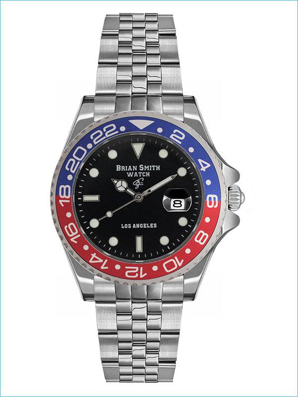 BRIAN SMITH - LOS ANGELES QUARTZ WATCH SILVER/BLACK/BLUE/RED - 1267 BRIAN SMITH - LOS ANGELES QUARTZ WATCH SILVER/BLACK/BLUE/RED - 1267